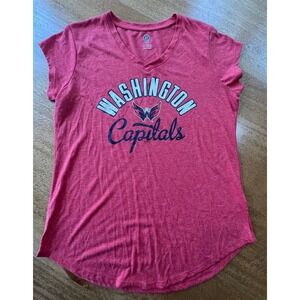 NHL Washington Capitals Womens V-Neck T-Shirt Red Heathered Fan Gear Medium 8/10